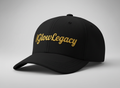 Black cap with 'iGlowLegacy' text in gold on a gray background